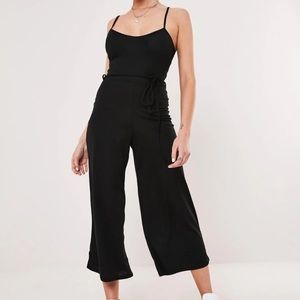 Black Ribbed Wrap Jumpsuit Size Medium